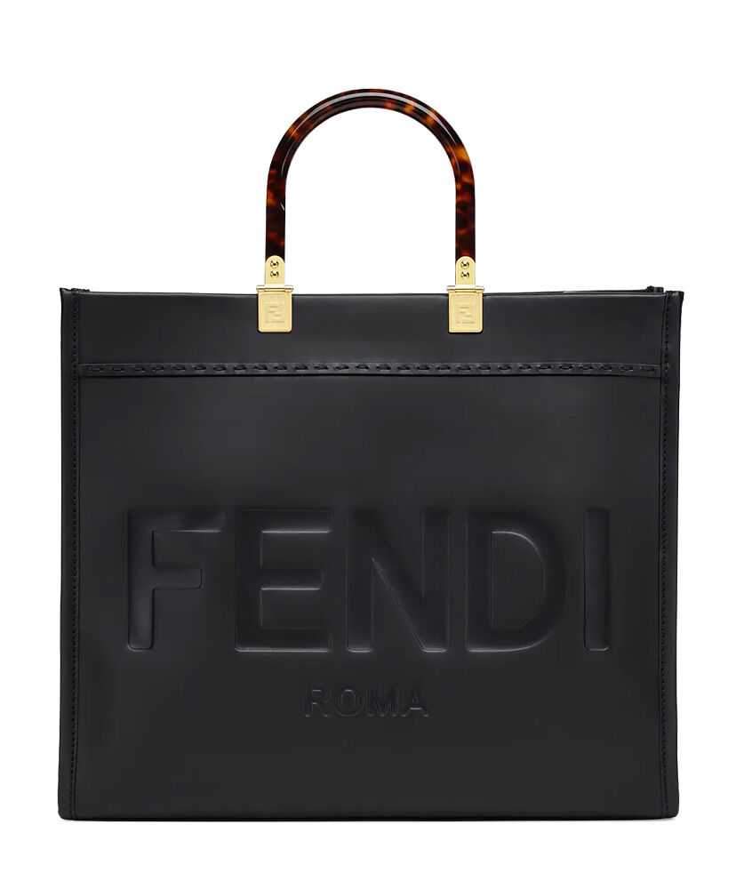 Fendi Sunshine Shopper Leather Handbag 8BH372 Black